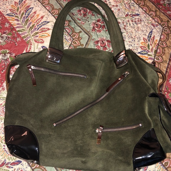 Pauric Sweeney Italian Suede & Leather Buckle Bag - Picture 9 of 16